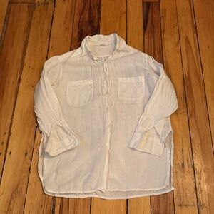 Irish Linen White Button-Up Shirt